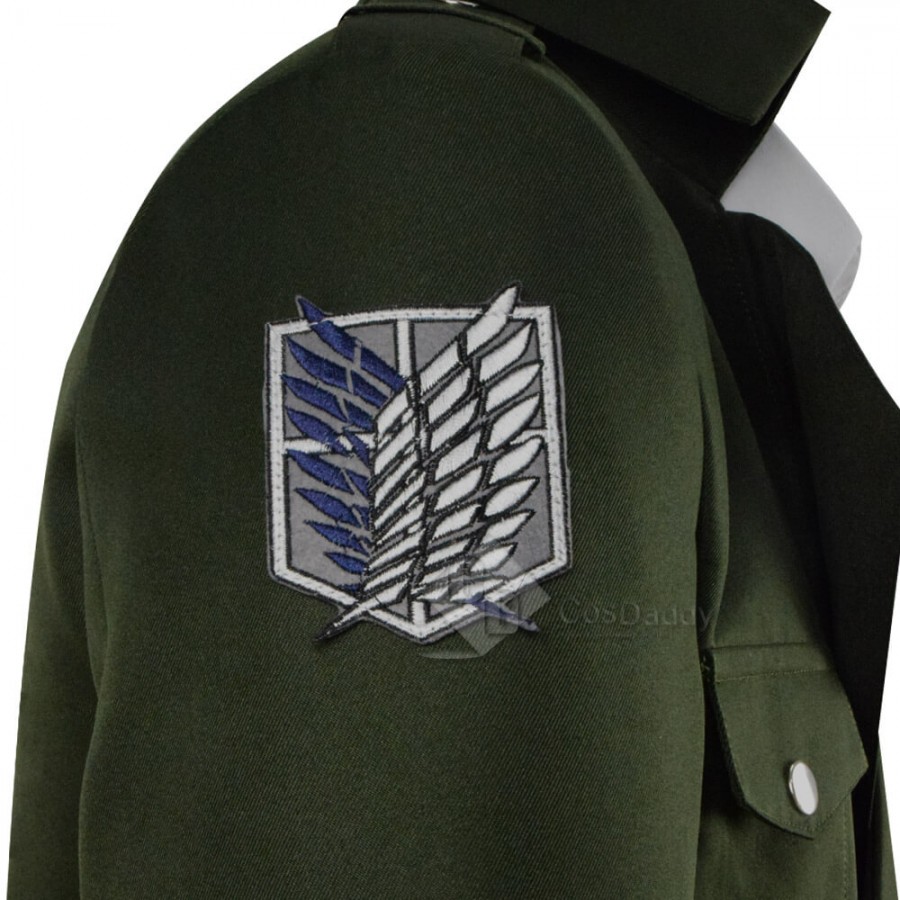 Attack On Titan Long Green Military Uniform Jacket Male Female